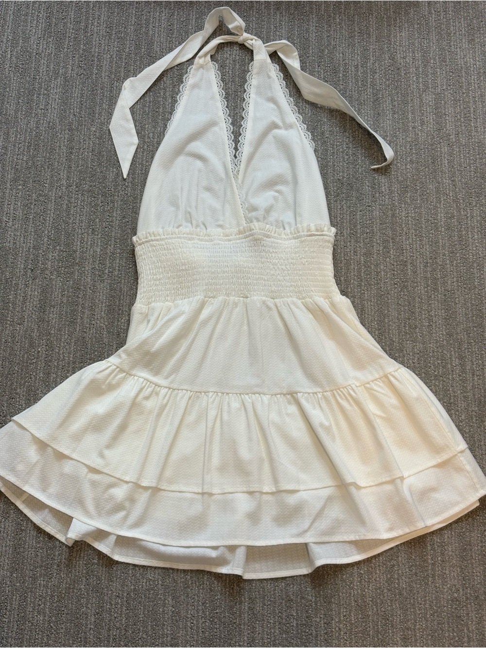 White Halter Mini Dress